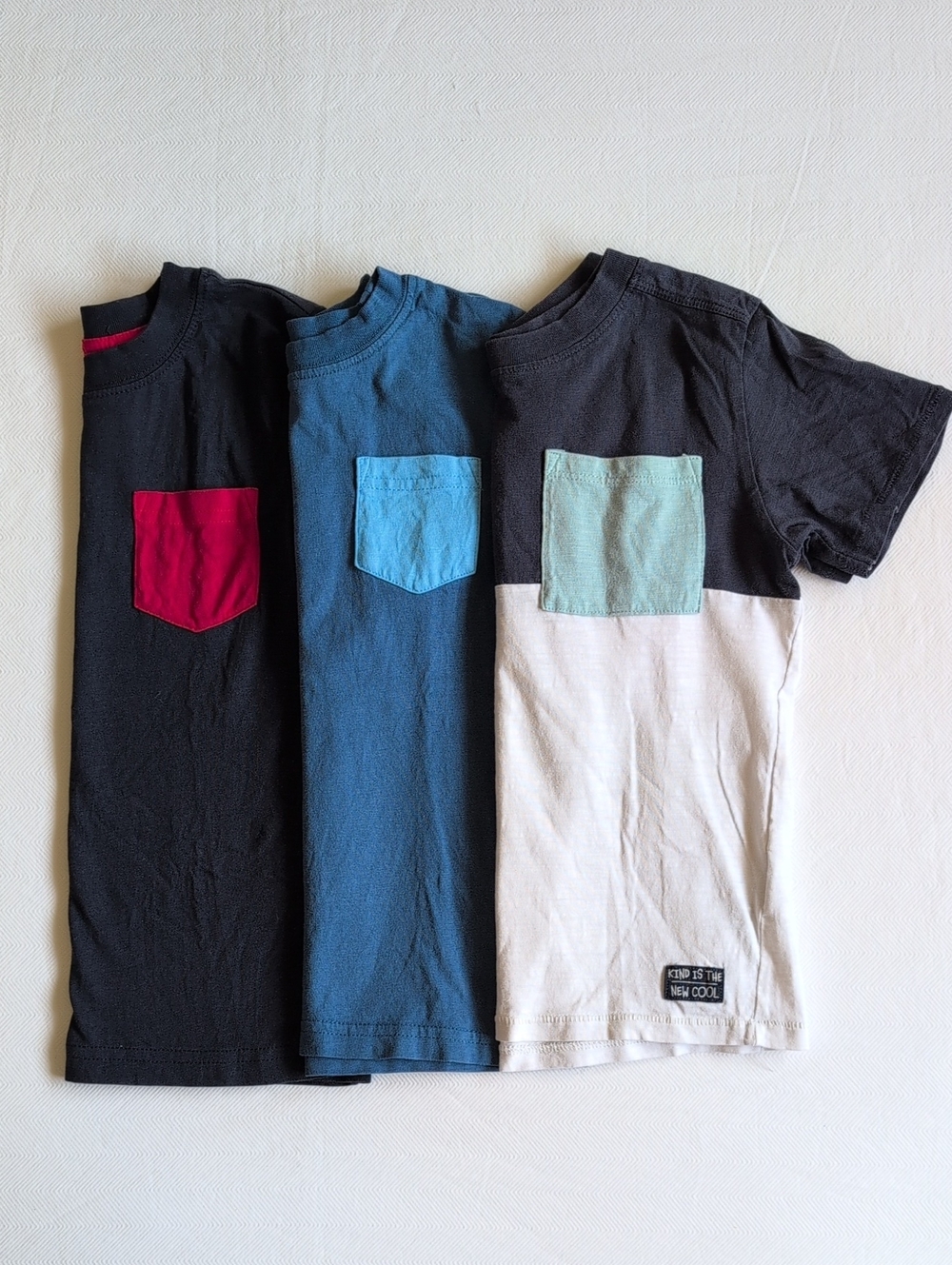 Lot of 3 H&M & Joe Fresh Toddler Boys Contrast Pocket Basic T-Shirts 4T